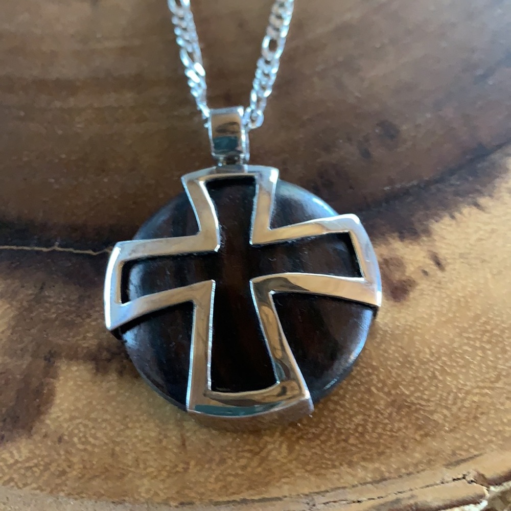 Sterling Silver Chain & Silver Overlay Pendant.